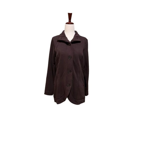 Denim & Co Jacket women’s size XS brown button down long sleeve soft warm cozy - Picture 1 of 8